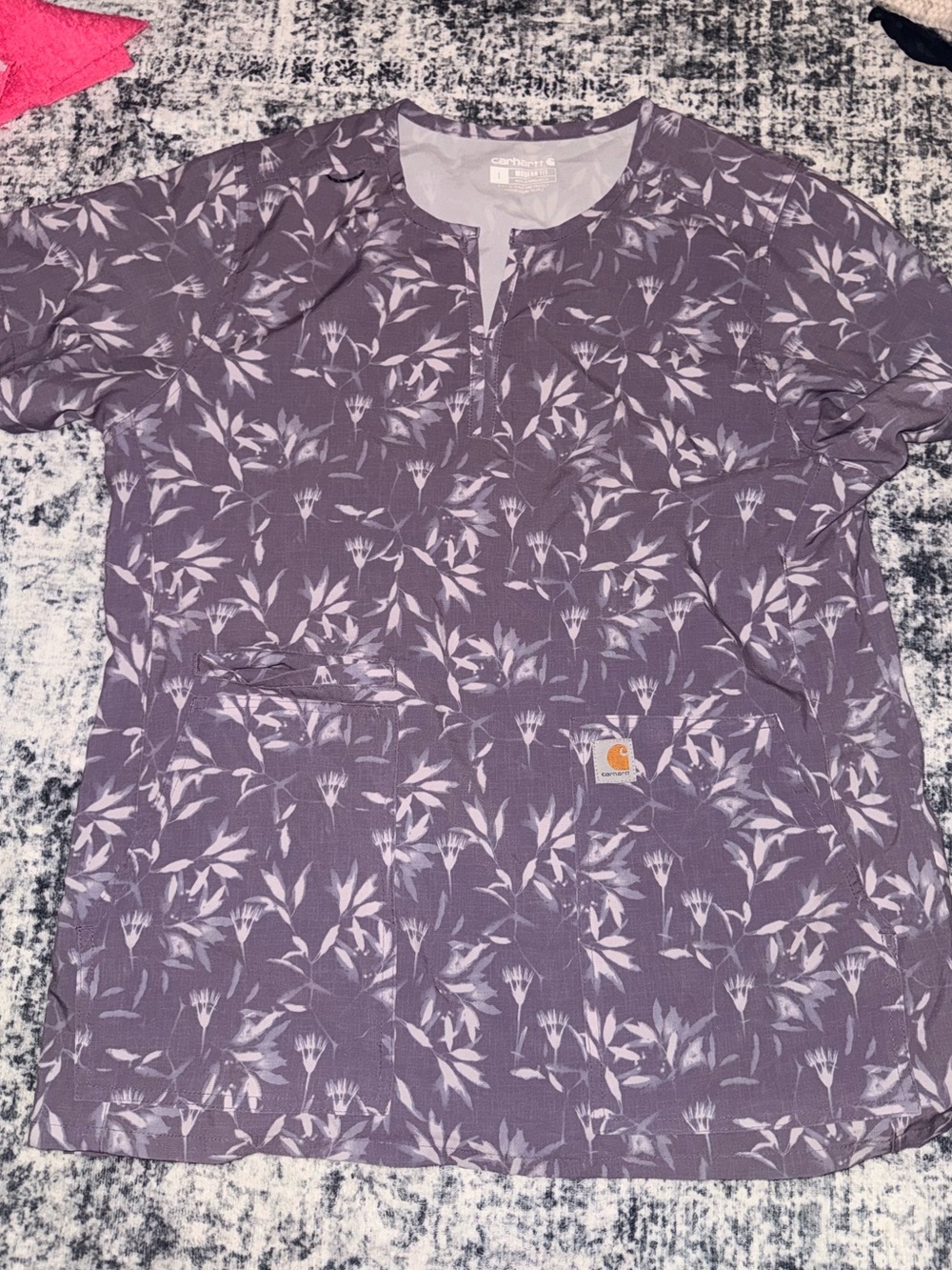 Carhartt Women's Lavender Floral Scrub Top